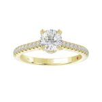 14K YELLOW GOLD 1/4CT ROUND DIAMOND LADIES SEMI MOUNT RING(CENTER STONE MOUNT ROUND DIAMOND 1CT) - Image 4