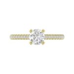 14K YELLOW GOLD 1/4CT ROUND DIAMOND LADIES SEMI MOUNT RING(CENTER STONE MOUNT ROUND DIAMOND 1CT) - Image 7