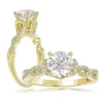 14K YELLOW GOLD 1/4CT ROUND DIAMOND LADIES SEMI MOUNT RING(CENTER STONE MOUNT ROUND DIAMOND 1CT)