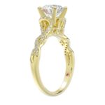 14K YELLOW GOLD 1/4CT ROUND DIAMOND LADIES SEMI MOUNT RING(CENTER STONE MOUNT ROUND DIAMOND 1CT) - Image 2