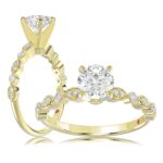 14K YELLOW GOLD 1/4CT ROUND DIAMOND LADIES SEMI MOUNT RING(CENTER STONE MOUNT ROUND DIAMOND 1CT)