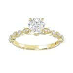 14K YELLOW GOLD 1/4CT ROUND DIAMOND LADIES SEMI MOUNT RING(CENTER STONE MOUNT ROUND DIAMOND 1CT) - Image 4