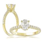 14K YELLOW GOLD 1/4CT ROUND/OVAL DIAMOND LADIES RING(CENTER STONE MOUNT OVAL DIAMOND 1CT)