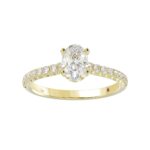 14K YELLOW GOLD 1/4CT ROUND/OVAL DIAMOND LADIES RING(CENTER STONE MOUNT OVAL DIAMOND 1CT) - Image 3