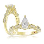 14K YELLOW GOLD 1/4CT ROUND/PEAR DIAMOND LADIES SEMI MOUNT RING(CENTER STONE MOUNT PEAR DIAMOND 1CT)