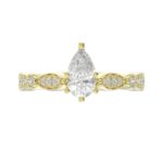 14K YELLOW GOLD 1/4CT ROUND/PEAR DIAMOND LADIES SEMI MOUNT RING(CENTER STONE MOUNT PEAR DIAMOND 1CT) - Image 6