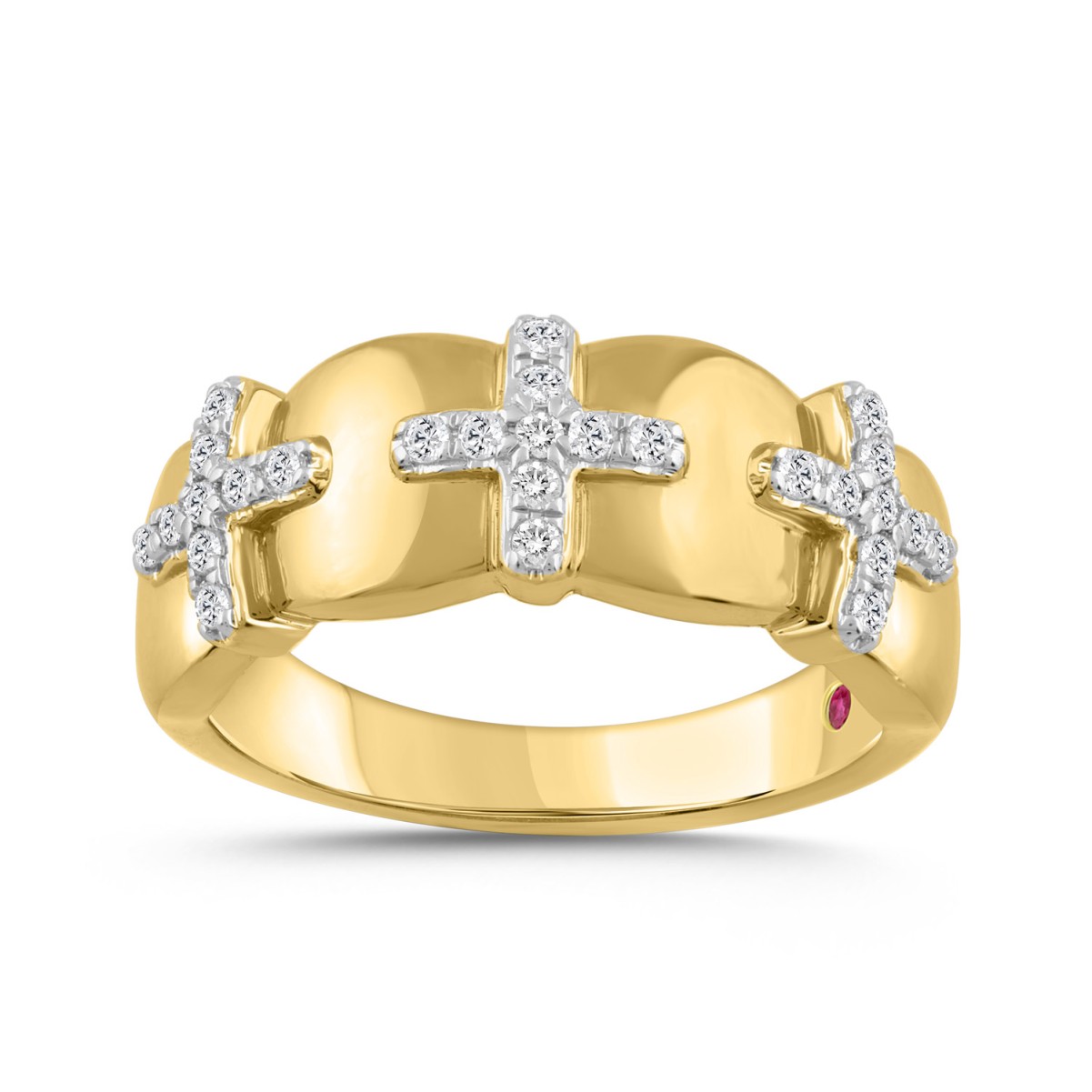 19176250_VA28036Y-14K-1201x1201.jpg 14K YELLOW GOLD 1/4CT ROUND/PINK SAPPHIRE DIAMOND LADIES BAND - Image 1