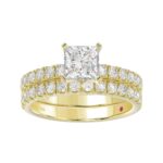 14K YELLOW GOLD 1CT ROUND DIAMOND LADIES BRIDAL SET(CENTER STONE MOUNT PRINCESS DIAMOND 1CT) - Image 3