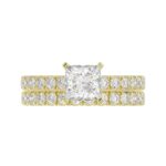 14K YELLOW GOLD 1CT ROUND DIAMOND LADIES BRIDAL SET(CENTER STONE MOUNT PRINCESS DIAMOND 1CT) - Image 6