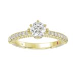 14K YELLOW GOLD 1CT ROUND DIAMOND LADIES RING(CENTER STONE ROUND DIAMOND 3/4CT)