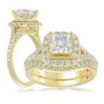 14K YELLOW GOLD 1CT ROUND DIAMOND LADIES SEMI MOUNT BRIDAL SET(CENTER STONE MOUNT PRINCESS DIAMOND 1CT)