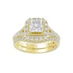14K YELLOW GOLD 1CT ROUND DIAMOND LADIES SEMI MOUNT BRIDAL SET(CENTER STONE MOUNT PRINCESS DIAMOND 1CT) - Image 3