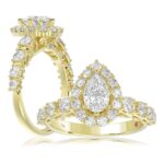 14K YELLOW GOLD 1CT ROUND DIAMOND LADIES SEMI MOUNT RING(CENTER STONE MOUNT PEAR DIAMOND 1CT)