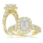 14K YELLOW GOLD 1CT ROUND/EMERALD DIAMOND LADIES SEMI MOUNT RING(CENTER STONE MOUNT EMERALD DIAMOND 1CT)