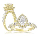 14K YELLOW GOLD 1CT ROUND/PEAR DIAMOND LADIES SEMI MOUNT RING(CENTER STONE MOUNT PEAR DIAMOND 1CT)
