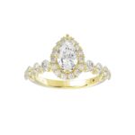 14K YELLOW GOLD 1CT ROUND/PEAR DIAMOND LADIES SEMI MOUNT RING(CENTER STONE MOUNT PEAR DIAMOND 1CT) - Image 3