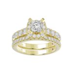 14K YELLOW GOLD 2 1/4CT ROUND/PRINCESS DIAMOND LADIES BRIDAL SET(CENTER STONE PRINCESS DIAMOND 3/4CT) - Image 4