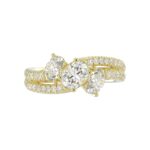 14K YELLOW GOLD 2CT ROUND/OVAL DIAMOND LADIES FASHION RING(CENTER STONE OVAL DIAMOND 3/4CT / 2 SIDE STONE OVAL DIAMOND 7/8 CT) - Image 6