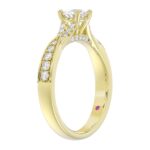14K YELLOW GOLD 3/4CT ROUND DIAMOND LADIES RING( CENTER STONE ROUND DIAMOND 3/8CT) - Image 2