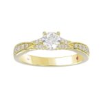 14K YELLOW GOLD 3/4CT ROUND DIAMOND LADIES RING( CENTER STONE ROUND DIAMOND 3/8CT) - Image 3
