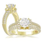 14K YELLOW GOLD 3/4CT ROUND DIAMOND LADIES RING(CENTER STONE MOUNT ROUND DIAMOND 1CT)