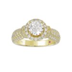 14K YELLOW GOLD 3/4CT ROUND DIAMOND LADIES RING(CENTER STONE MOUNT ROUND DIAMOND 1CT) - Image 3