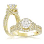14K YELLOW GOLD 3/4CT ROUND DIAMOND LADIES RING(CENTER STONE MOUNT ROUND DIAMOND 1CT)