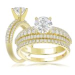 14K YELLOW GOLD 3/4CT ROUND DIAMOND LADIES SEMI MOUNT BRIDAL SET(CENTER STONE MOUNT ROUND DIAMOND 1CT)