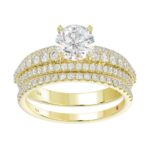 14K YELLOW GOLD 3/4CT ROUND DIAMOND LADIES SEMI MOUNT BRIDAL SET(CENTER STONE MOUNT ROUND DIAMOND 1CT) - Image 3