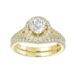 14K YELLOW GOLD 3/4CT ROUND DIAMOND LADIES SEMI MOUNT BRIDAL SET(CENTER STONE MOUNT ROUND DIAMOND 1CT) - Image 3