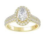 14K YELLOW GOLD 3/4CT ROUND DIAMOND LADIES SEMI MOUNT RING(CENTER STONE MOUNT OVAL DIAMOND 1CT) - Image 2