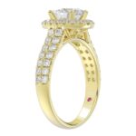 14K YELLOW GOLD 3/4CT ROUND DIAMOND LADIES SEMI MOUNT RING(CENTER STONE MOUNT OVAL DIAMOND 1CT) - Image 3