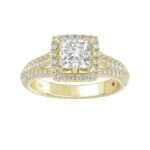 14K YELLOW GOLD 3/4CT ROUND DIAMOND LADIES SEMI MOUNT RING(CENTER STONE MOUNT PRINCESS DIAMOND 1CT) - Image 3
