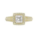 14K YELLOW GOLD 3/4CT ROUND DIAMOND LADIES SEMI MOUNT RING(CENTER STONE MOUNT PRINCESS DIAMOND 1CT) - Image 6