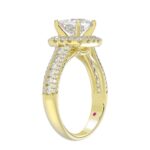 14K YELLOW GOLD 3/4CT ROUND DIAMOND LADIES SEMI MOUNT RING(CENTER STONE MOUNT PRINCESS DIAMOND 1CT) - Image 2