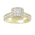 14K YELLOW GOLD 3/4CT ROUND DIAMOND LADIES SEMI MOUNT RING(CENTER STONE MOUNT PRINCESS DIAMOND 1CT) - Image 3