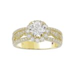 14K YELLOW GOLD 3/4CT ROUND DIAMOND LADIES SEMI MOUNT RING(CENTER STONE MOUNT ROUND DIAMOND 1CT) - Image 3