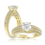 14K YELLOW GOLD 3/4CT ROUND DIAMOND LADIES SEMI MOUNT RING(CENTER STONE MOUNT ROUND DIAMOND 1CT)
