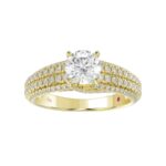 14K YELLOW GOLD 3/4CT ROUND DIAMOND LADIES SEMI MOUNT RING(CENTER STONE MOUNT ROUND DIAMOND 1CT) - Image 3