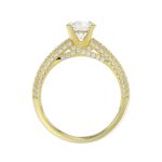 14K YELLOW GOLD 3/4CT ROUND DIAMOND LADIES SEMI MOUNT RING(CENTER STONE MOUNT ROUND DIAMOND 1CT) - Image 4