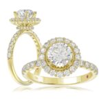 14K YELLOW GOLD 3/4CT ROUND DIAMOND LADIES SEMI MOUNT RING(CENTER STONE MOUNT ROUND DIAMOND 1CT)