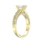 14K YELLOW GOLD 3/4CT ROUND/BAGUETTE/EMERALD DIAMOND LADIES SEMI MOUNT BRIDAL SET(CENTER STONE MOUNT EMERALD DIAMOND 1CT) - Image 2