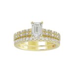 14K YELLOW GOLD 3/4CT ROUND/BAGUETTE/EMERALD DIAMOND LADIES SEMI MOUNT BRIDAL SET(CENTER STONE MOUNT EMERALD DIAMOND 1CT) - Image 3