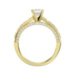 14K YELLOW GOLD 3/4CT ROUND/BAGUETTE/EMERALD DIAMOND LADIES SEMI MOUNT BRIDAL SET(CENTER STONE MOUNT EMERALD DIAMOND 1CT) - Image 4
