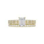 14K YELLOW GOLD 3/4CT ROUND/BAGUETTE/EMERALD DIAMOND LADIES SEMI MOUNT BRIDAL SET(CENTER STONE MOUNT EMERALD DIAMOND 1CT) - Image 6