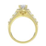 14K YELLOW GOLD 3/4CT ROUND/BAGUETTE/OVAL DIAMOND LADIES SEMI MOUNT BRIDAL SET(CENTER STONE MOUNT OVAL DIAMOND 1CT) - Image 4