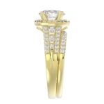 14K YELLOW GOLD 3/4CT ROUND/BAGUETTE/OVAL DIAMOND LADIES SEMI MOUNT BRIDAL SET(CENTER STONE MOUNT OVAL DIAMOND 1CT) - Image 5