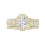 14K YELLOW GOLD 3/4CT ROUND/BAGUETTE/OVAL DIAMOND LADIES SEMI MOUNT BRIDAL SET(CENTER STONE MOUNT OVAL DIAMOND 1CT) - Image 6
