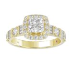14K YELLOW GOLD 3/4CT ROUND/BAGUETTE/PRINCESS DIAMOND LADIES RING(CENTER STONE MOUNT PRINCESS DIAMOND 1CT) - Image 2