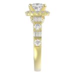 14K YELLOW GOLD 3/4CT ROUND/BAGUETTE/PRINCESS DIAMOND LADIES RING(CENTER STONE MOUNT PRINCESS DIAMOND 1CT) - Image 5